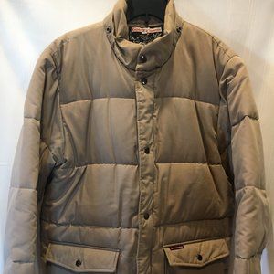 Men's Goose Country Coat Down Puffer Vintage 1980's Winter Pockets Flaws Sz L